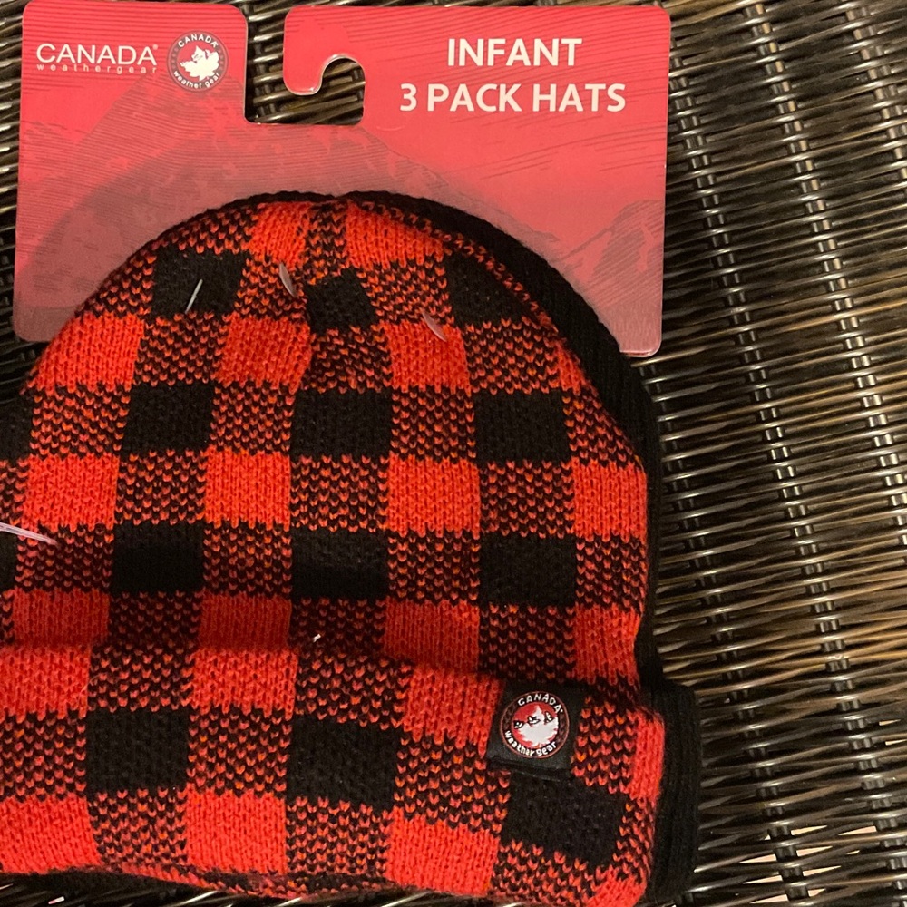 Canada Kids Red and Black Plaid Hat